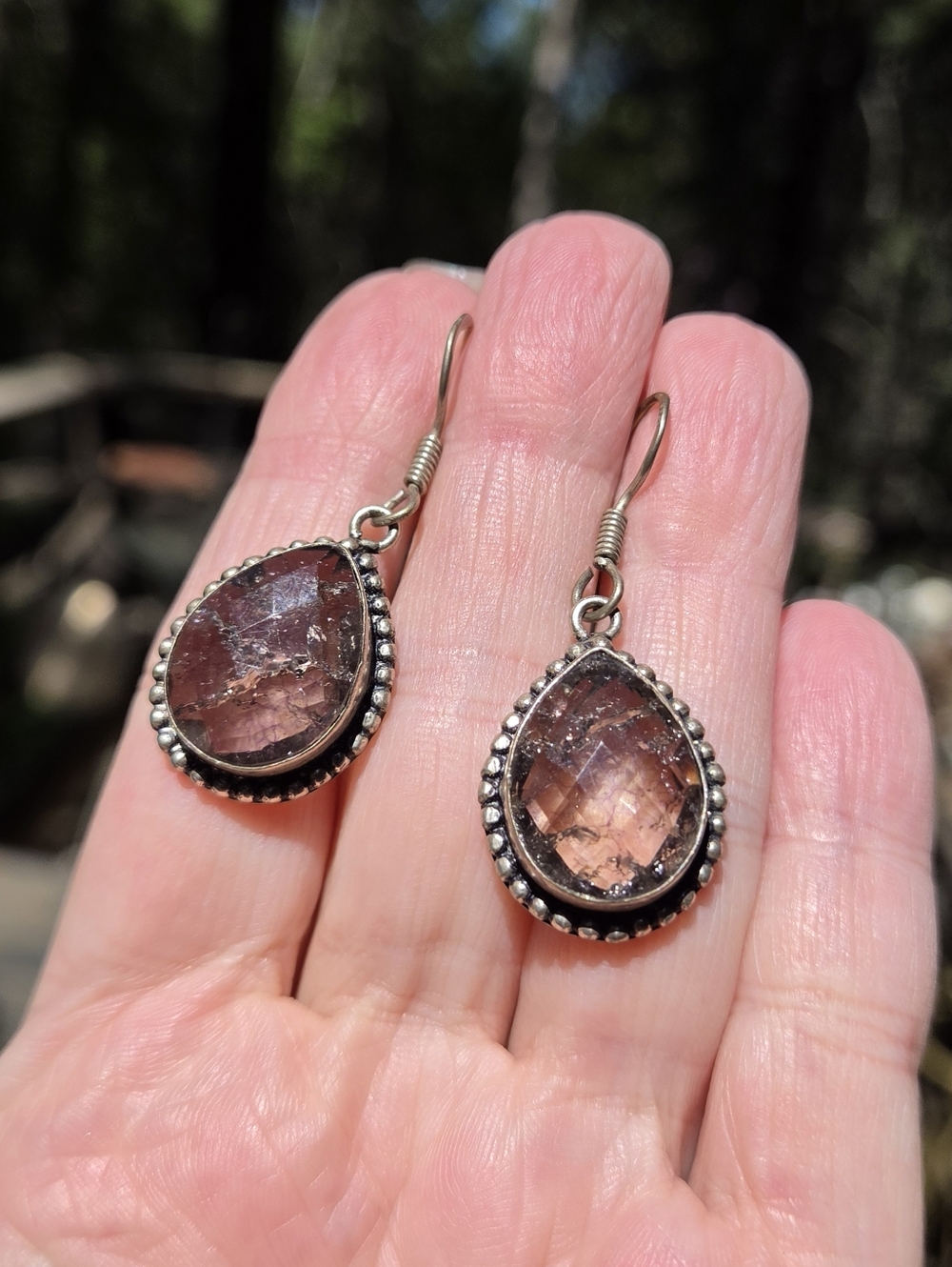 Smoley Quartz Large 18k Sterling Bohemian Earrings - Picture 3 of 10